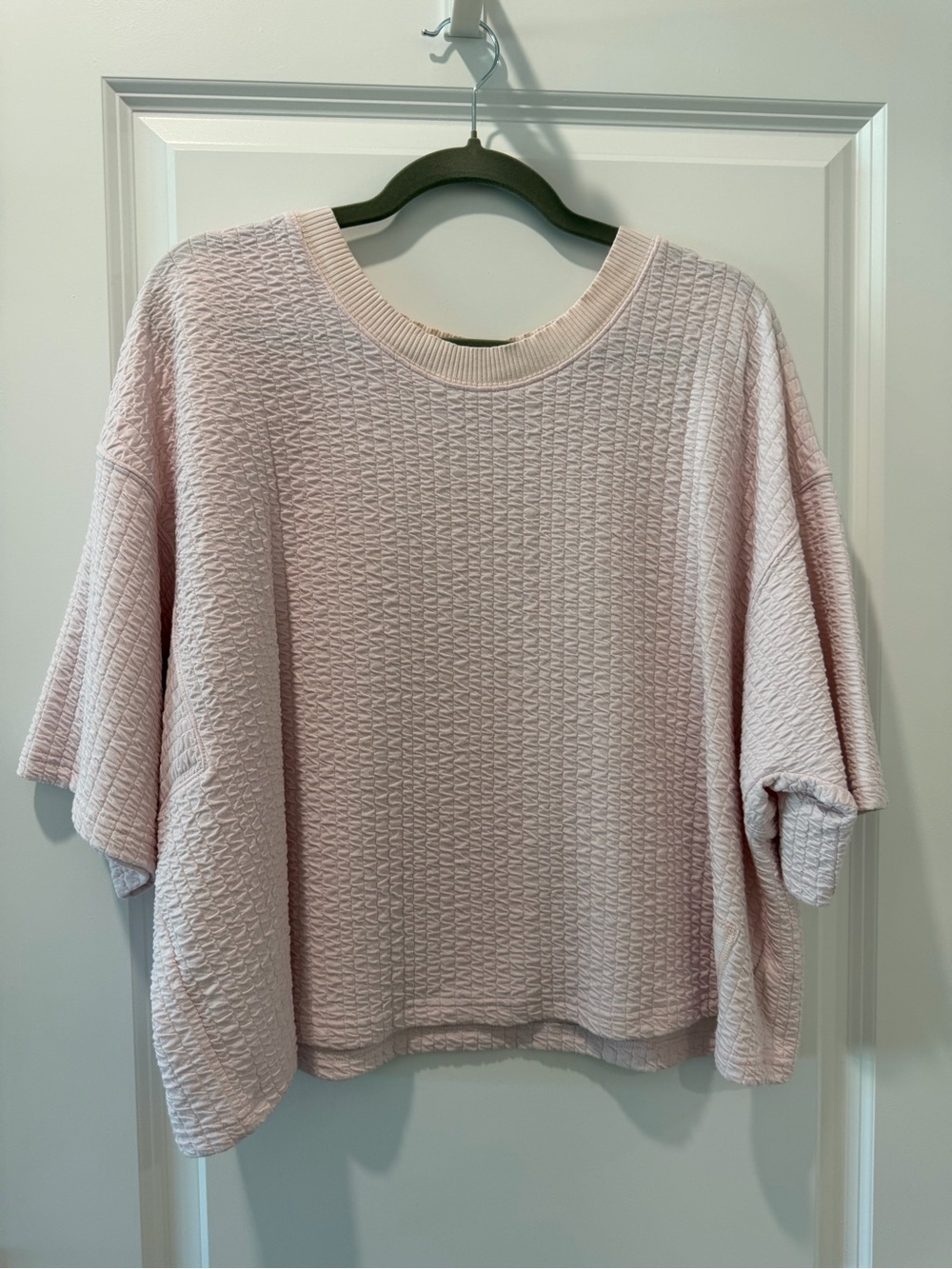 Relaxed Boxy Light Pink Knit Sweatshirt movement by free people